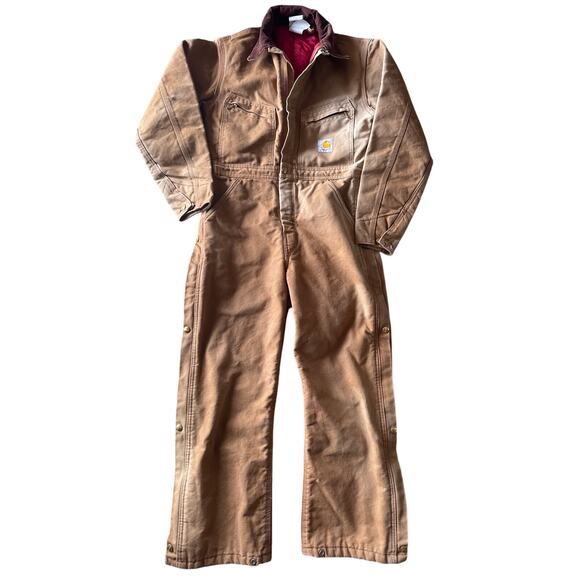 Vintage Carhartt X01 BRN 34 Short Bloody Guts Insulated Caramel Brown Coveralls - Picture 2 of 9